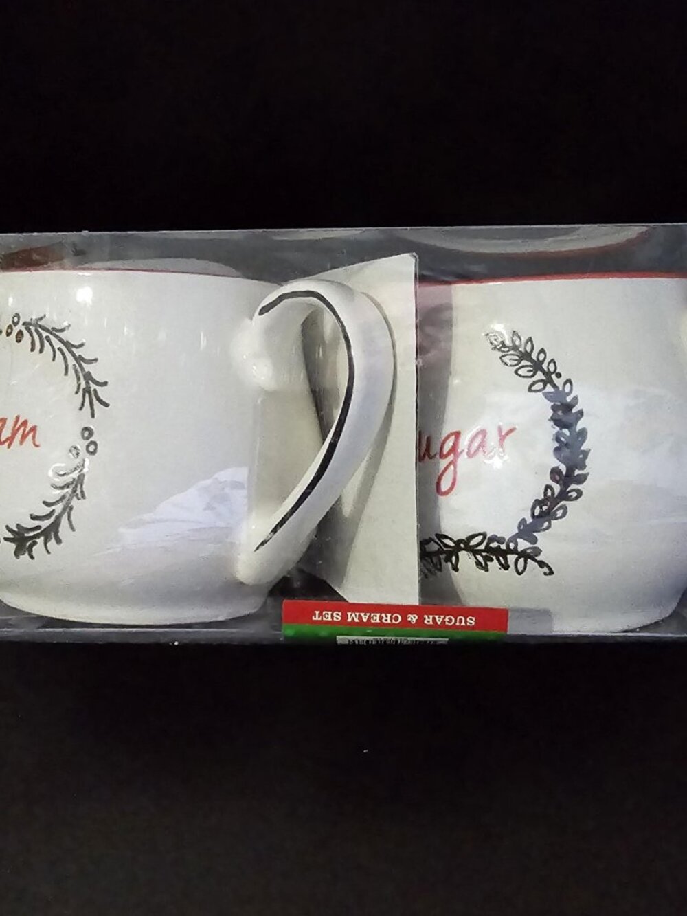 Holiday Time White Sugar and Cream Ceramic Server Set
